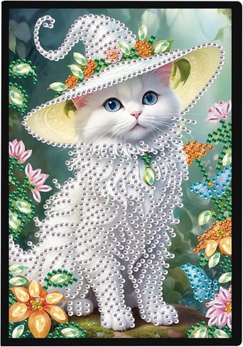 Jzhyoan Diamond Art Note Note Book 5d Diamond Painting Kits for البالغين DIY Cat Shape Art Dairy Travel Drawing Message Sketchbook Kit Mosaic Kit in Saudi Arabia