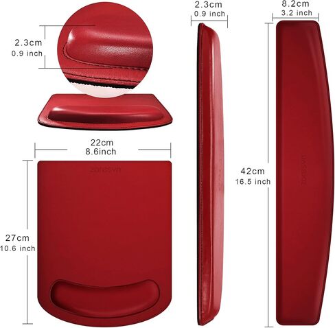 PU Leather Mouse Pads Wrist Rest Support and Keyboard Wrist Rest Pad Set for Laptop Computer Mac,Ergonomic Memory Foam,Non-Slip Base Mouse pad,Easy Typing and Relieve Wrist Pain(Red) in Saudi Arabia