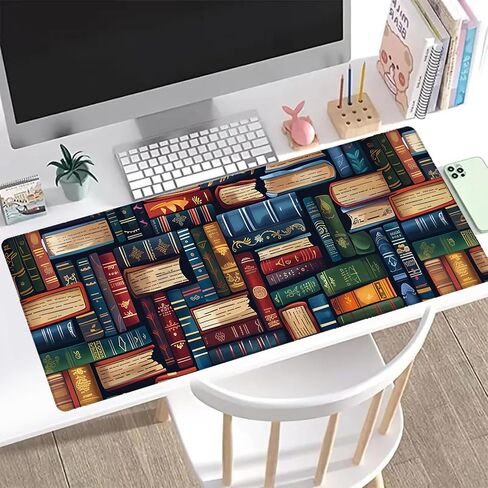 Book Book Gaming Mouse Pad ، Office Desk Mat ، Base Rubber Base المضاد للانزلاق بارد منصات الماوس الجمالية لجهاز الكمبيوتر المحمول للمفاتيح School Home Desktop Gamer Decorities 31.5 "× 11.8" in Kuwait