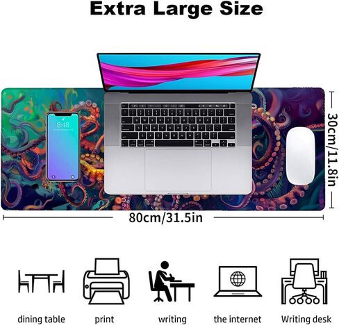 Vintage Book Gaming Mouse Pad, Office Desk Mat, Anti-Slip Rubber Base Cool Aesthetic Mouse Pads for Computer Laptop Keyboard School Home Desktop Gamer Home Accessories Decor 31.5" x 11.8" in Saudi Arabia