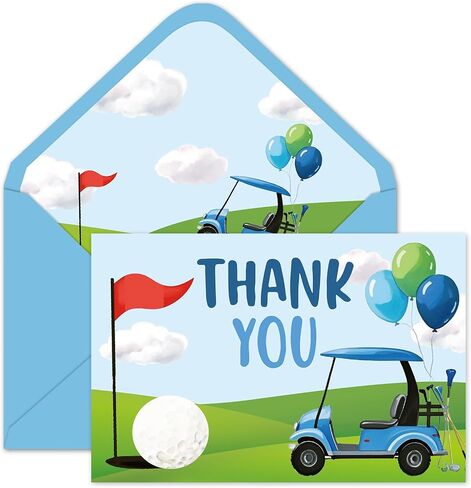 Whaline 24pcs Golf Golf Thank You Cards Golf Corp Cart Card Card Blean Green Green Note Cards مع ملصق مغلف لمستلزمات حفلات عيد الميلاد الرياضية in Kuwait