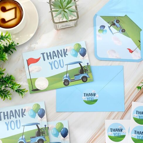 Whaline 24pcs Golf Golf Thank You Cards Golf Corp Cart Card Card Blean Green Green Note Cards مع ملصق مغلف لمستلزمات حفلات عيد الميلاد الرياضية in Kuwait
