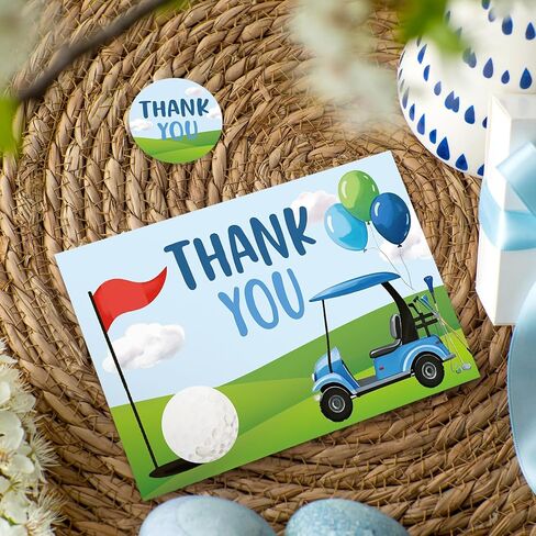 Whaline 24pcs Golf Golf Thank You Cards Golf Corp Cart Card Card Blean Green Green Note Cards مع ملصق مغلف لمستلزمات حفلات عيد الميلاد الرياضية in Kuwait
