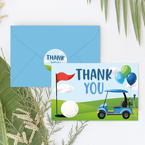 Whaline 24pcs Golf Golf Thank You Cards Golf Corp Cart Card Card Blean Green Green Note Cards مع ملصق مغلف لمستلزمات حفلات عيد الميلاد الرياضية in Kuwait