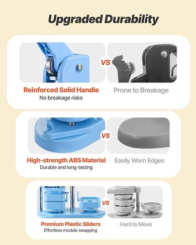 VEVOR Button Maker Machine, 1.97 x 1.97 in Square, Plastic Pin Maker with Tinplate Front Shells, Plastic Back Covers, Magnetic Backings and Transparent Films, Ergonomic Handle, for DIY Badges, Blue in Kuwait