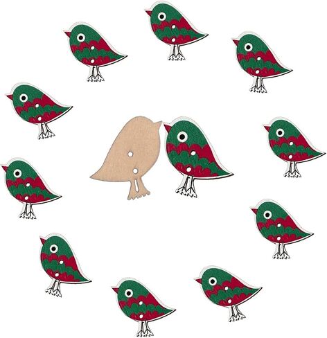 30 PCS أزرار خشبية على شكل الطيور للحرف اليدوية اللون الأخضر 2 ثقوب لخياطة ملحقات الملابس ، فنية DIY ، زينة زخرفية خضراء in Kuwait