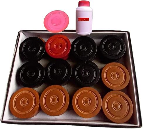 Carrom Board Wood Coins 24-Coins 1-Striker المستخدمة في بطولة Carrom الدولية بنسبة 100 ٪ in Saudi Arabia