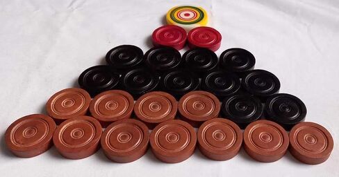 Carrom Board Wood Coins 24-Coins 1-Striker المستخدمة في بطولة Carrom الدولية بنسبة 100 ٪ in Saudi Arabia