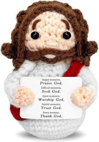 الهدايا المسيحية الصغيرة الفخمة للنساء الإيمان اللطيف يا إله يسوع الكروشيه محشو بالكتاب المقدس ديكور الهدايا الدينية للنساء الرجال هدايا مسيحية لعيد الميلاد -02 (الأزرق) in Kuwait