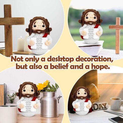 الهدايا المسيحية الصغيرة الفخمة للنساء الإيمان اللطيف يا إله يسوع الكروشيه محشو بالكتاب المقدس ديكور الهدايا الدينية للنساء الرجال هدايا مسيحية لعيد الميلاد -02 (الأزرق) in Kuwait