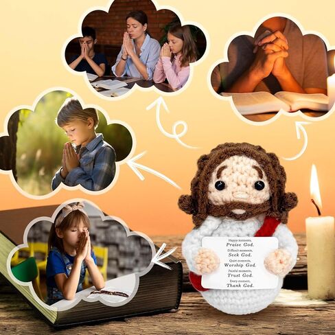 الهدايا المسيحية الصغيرة الفخمة للنساء الإيمان اللطيف يا إله يسوع الكروشيه محشو بالكتاب المقدس ديكور الهدايا الدينية للنساء الرجال هدايا مسيحية لعيد الميلاد -02 (الأزرق) in Kuwait