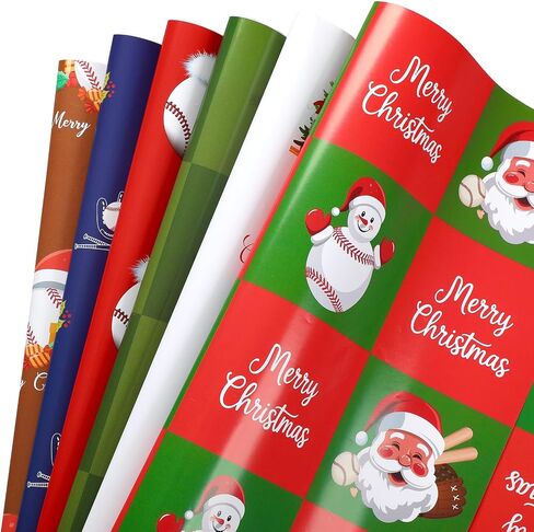 Watersay 12 PCS Fishing Christmas Wrapp Paper Funny Santa Christmas Wrapping Paper Santa Fishermen Gift Wrap for Xmas Holiday Party Craft in Saudi Arabia