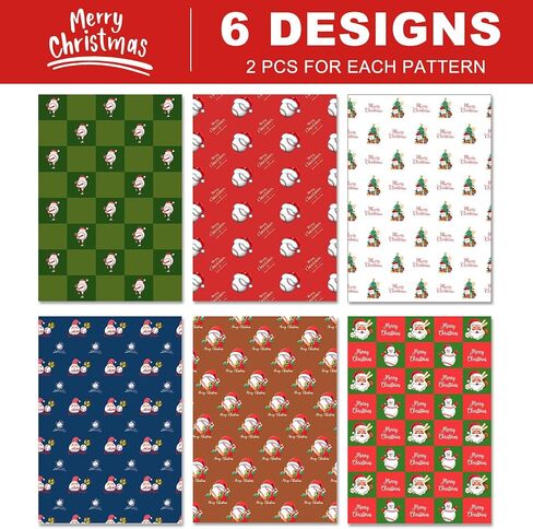 Watersay 12 PCS Fishing Christmas Wrapp Paper Funny Santa Christmas Wrapping Paper Santa Fishermen Gift Wrap for Xmas Holiday Party Craft in Saudi Arabia