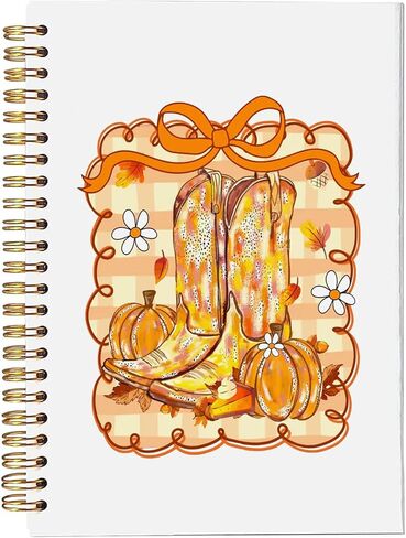 Bitcny Fall Pumpkin Notebook 5.5 × 8.3 بوصة - مجلة الخريف مع القرع الأبيض والبرتقالي ، دفتر ملاحظات دوامة موسمية in Kuwait