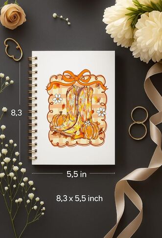 Bitcny Fall Pumpkin Notebook 5.5 × 8.3 بوصة - مجلة الخريف مع القرع الأبيض والبرتقالي ، دفتر ملاحظات دوامة موسمية in Kuwait