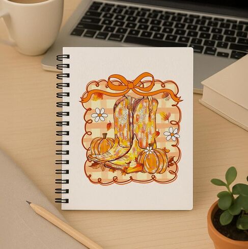 Bitcny Fall Pumpkin Notebook 5.5 × 8.3 بوصة - مجلة الخريف مع القرع الأبيض والبرتقالي ، دفتر ملاحظات دوامة موسمية in Kuwait