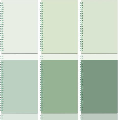 6 PCS Sage Green School Sounds Budboy Procal Noteboor for Work A5 College حكمت المجلات الحلزونية بمجموعة قرطاسية المدارس للعمل in Saudi Arabia