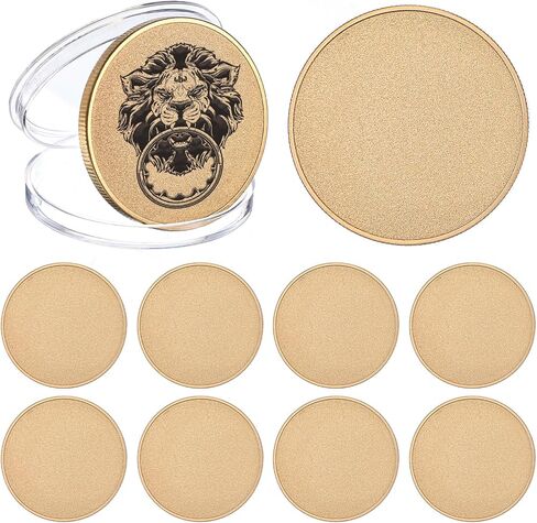 10 Pcs Blank Challenge Coins for Engraving, Aemygo 40mm Solid Brass Engraving Blanks Coin with Threaded Edged, Laser Engravable Stamping Coin for DIY Crafts, Commemorative, Collection Supplies in Kuwait