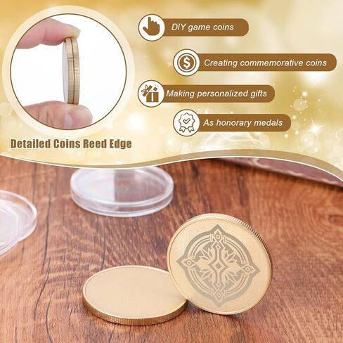 10 Pcs Blank Challenge Coins for Engraving, Aemygo 40mm Solid Brass Engraving Blanks Coin with Threaded Edged, Laser Engravable Stamping Coin for DIY Crafts, Commemorative, Collection Supplies in Kuwait