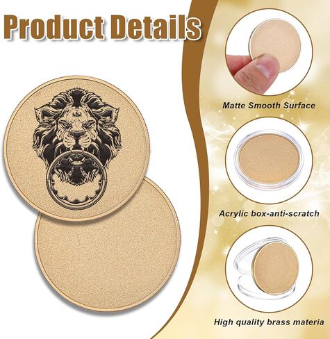10 Pcs Blank Challenge Coins for Engraving, Aemygo 40mm Solid Brass Engraving Blanks Coin with Threaded Edged, Laser Engravable Stamping Coin for DIY Crafts, Commemorative, Collection Supplies in Kuwait