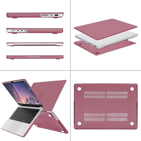 Mosiso متوافق مع MacBook Pro 14 بوصة الحالة 2024-2022 2021 الإصدار M3 A2918 A2992 M2 A2779 M1 A2442 ، قذيفة صلبة بلاستيكية وأكمام رأسية بوليستر مع غطاء جيب ولوحة مفاتيح ، شاي بايت وردي in Saudi Arabia