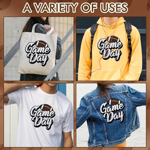 Game Day Iron On Patches,Football Embroidered Patch Large Patches for Jackets Jacket Sweatshirt Hoodie T-Shirt Clothing (White) in Kuwait