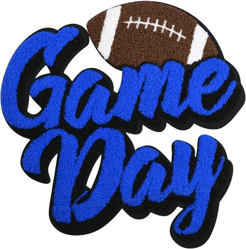 Game Day Iron On Patches,Football Embroidered Patch Large Patches for Jackets Jacket Sweatshirt Hoodie T-Shirt Clothing (White) in Kuwait