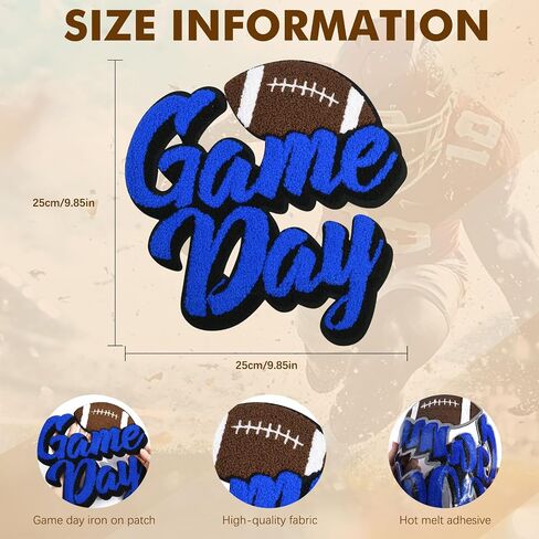 Game Day Iron On Patches,Football Embroidered Patch Large Patches for Jackets Jacket Sweatshirt Hoodie T-Shirt Clothing (White) in Kuwait