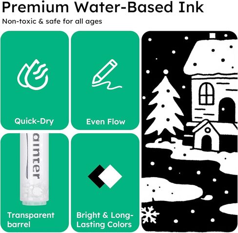 AKARUED Black Acrylic Paint Markers: 8 Pack Black Paint pen, Acrylic Black Paint Marker for Rock Painting, Stone, Wood, Glass, Metallic, Ceramic, Graffiti, Paper, Drawing, Water-Based Paint pens Sets in Kuwait