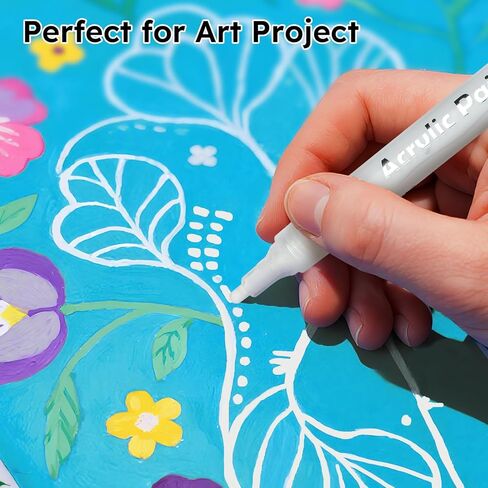 AKARUED Black Acrylic Paint Markers: 8 Pack Black Paint pen, Acrylic Black Paint Marker for Rock Painting, Stone, Wood, Glass, Metallic, Ceramic, Graffiti, Paper, Drawing, Water-Based Paint pens Sets in Kuwait