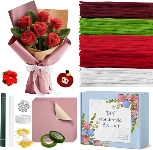 AZEAM 500 Pcs Pipe Cleaners Craft, Green Pipe Cleaners Bulk with 6 Color Chenille Stems for Flower Kit Pastel Fluffy Fuzzy Sticks for Craft DIY Art Party Decorations in Kuwait