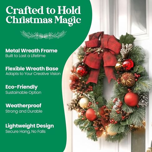 Pack of 5 Wire Wreath Frame (14 Inch) with 25 Twist Ties – Round Metal Wreath Form for Crafts & Floral Decorations on Weddings Christmas Home Party Celebrations, Dark Green in Kuwait