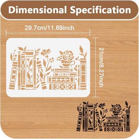 2pcs Book and Stationery Wall Stencil for Painting, 11.8"x11.8" Open Book Reusable Stencil for Wood Burning, Book Pen Paint Template DIY Craft Art Stencil on Wood Fabric Canvas Journal in Kuwait