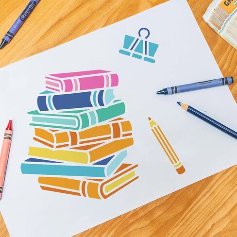 2pcs كتاب الاستنسل والقرطاسية الحائط للطلاء ، 11.8 "x11.8" مفتوح الكتب القابلة لإعادة الاستخدام لحرق الخشب ، قالب قلم القلم قالب الفنون الحرف على خشب القماش مجلة in Kuwait