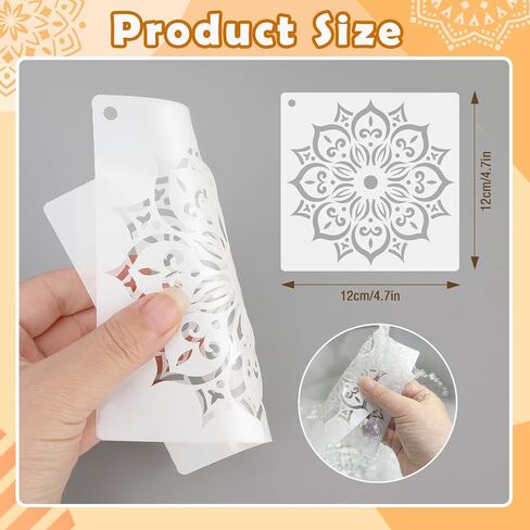 Konsait 16 PCS Mandala Stencils للطلاء على الخشب ، والسترات القابلة لإعادة الاستخدام لحرف ماندالا الروك القوالب رانجولي الاستنسل المشاريع الفنية 4.7x 4.7 بوصة in Saudi Arabia