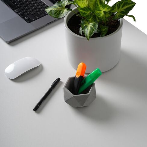 Pro & Family Concrete Desk Organizer Pencil Holder Pen Holder Decore Decord Flower Pot Work Room Decore Coffee Table Decor in Kuwait