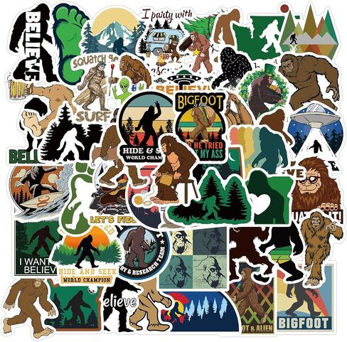 ملصقات Bigfoot في الهواء الطلق فينيل ملصقات 50pcs ملصقات محمول ملصقات مقاومة للماء ملصقات زجاجة ماء التزلج على الجليد شرس دراجة الجليد. in Kuwait