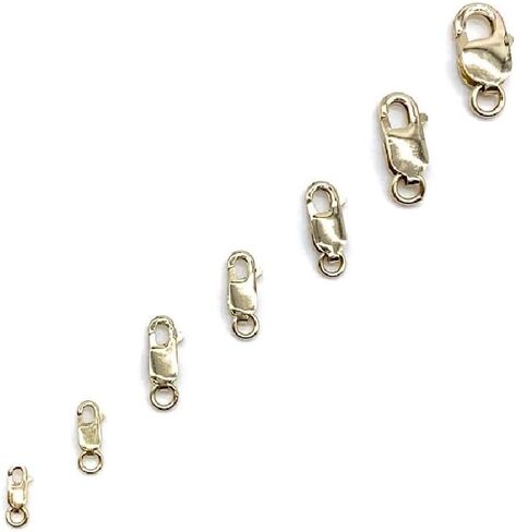 Single 14K Solid Yellow Gold Lobster Catch Lock Replacement for Necklaces, Bracelets or Jewelry Making | Lobster Claw Clasp with Open Jump Ring | #1 X-Small 7x2.7mm Made in Italy (1 Piece) in Saudi Arabia