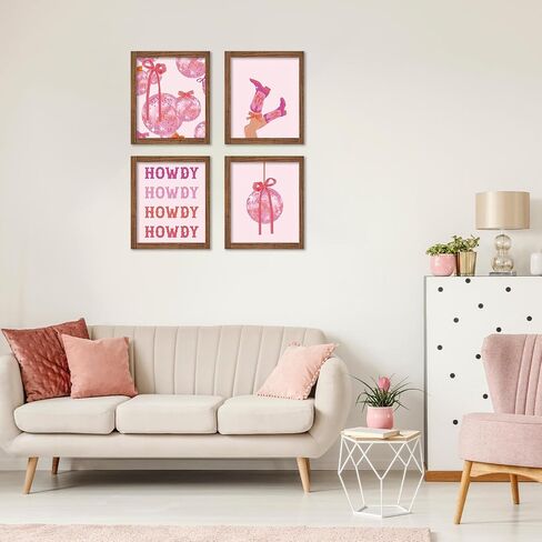 JWVK Pink Preppy Western Diamond Art Kits 4 Pack, Trendy Coquette Pink Bow Disco Ball Howdy DIY Diamond Gem Painting Art Kits for Girls Kids Adults Beginners, Preppy Cowgirl Room Decor 10x11.8 Inch in Saudi Arabia