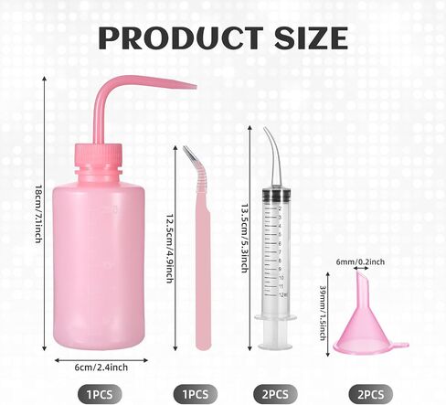 6 Pcs Snow Globe Tumbler Supplies, DIY Glitter Snow Globe Tumbler Kit, Including Plastic Squeeze Bottle Funnel Tweezers Elbow Syringe for DIY Customized Crafts Cup Making Supplies Gifts(Pink) in Saudi Arabia