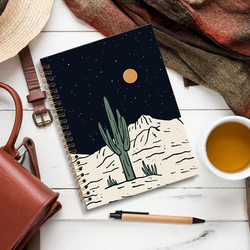 JRTW Western Cactus Notebook Journal, Rustic Moon Cactus Desert Landscape Aesthetic Journal Notebooks for Note Taking, Western Office Supplies, Spiral Notebook 5.5x8.3 Inch in Saudi Arabia