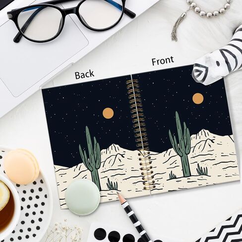 JRTW Western Cactus Notebook Journal, Rustic Moon Cactus Desert Landscape Aesthetic Journal Notebooks for Note Taking, Western Office Supplies, Spiral Notebook 5.5x8.3 Inch in Saudi Arabia