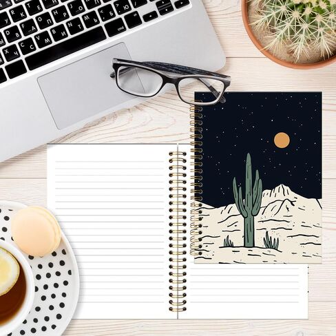JRTW Western Cactus Notebook Journal, Rustic Moon Cactus Desert Landscape Aesthetic Journal Notebooks for Note Taking, Western Office Supplies, Spiral Notebook 5.5x8.3 Inch in Saudi Arabia