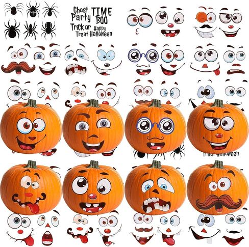 Outus 60 Pack Halloween Pumpkin Decorating Stickers Mini Make 60 Small Face Pumpkin Stickers for Halloween Kids Toddlers Party Favors in Saudi Arabia