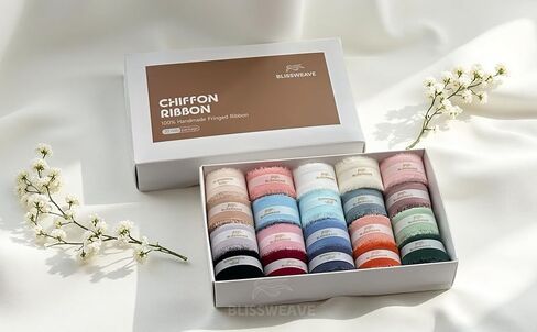 Chiffon Ribbon 1 inch x 22 Yds (11 Assorted Colors) Frayed Ribbons with Gift Tags for Gift Wrapping Wedding Supplies Party Holiday Decor Florist Bouquet Accessories Crafts in Saudi Arabia