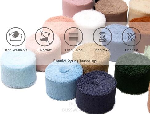 Chiffon Ribbon 1 inch x 22 Yds (11 Assorted Colors) Frayed Ribbons with Gift Tags for Gift Wrapping Wedding Supplies Party Holiday Decor Florist Bouquet Accessories Crafts in Saudi Arabia