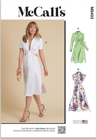 McCall's Misses' Knotted Shirt Dress Sewing Pattern Kit, Design Code M8403, Sizes 4-6-8-10-12, Multicolor in Saudi Arabia