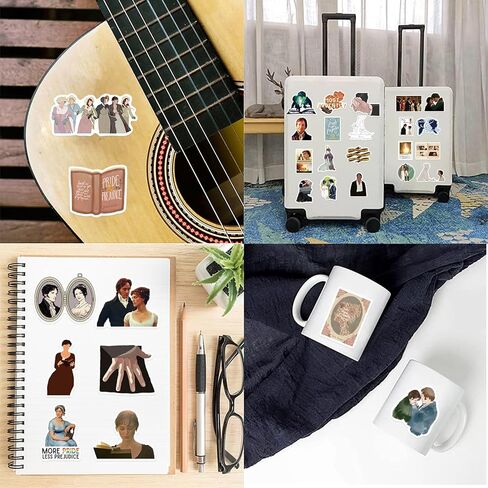 50Pcs Pride and Prejudice Stickers, Classic Novel Waterproof Sticker for Teen Adult Water Bottle, Laptop, Skateboard, Bike, Phone, Computer, Travel Case (Pride and Prejudice) in Kuwait