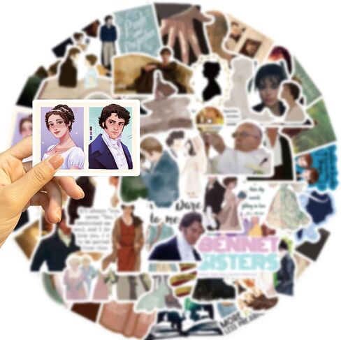 50Pcs Pride and Prejudice Stickers, Classic Novel Waterproof Sticker for Teen Adult Water Bottle, Laptop, Skateboard, Bike, Phone, Computer, Travel Case (Pride and Prejudice) in Kuwait