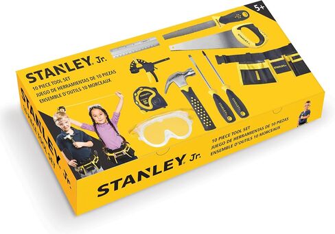 Stanley Jr. 10-Piece Kids Tool Set with Tool Belt Pouch and Real Construction Tools for Pretend Play Toys or Building and Woodworking Activities in Saudi Arabia